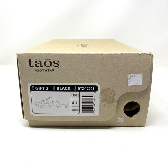 Taos Gift 2 Black Leather Comfort Sandals Arch & Metatarsal Support Sandal - Picture 8 of 8